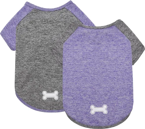Miniatura 11 de KYEESE Paquete de 2 camisetas para perro con mangas, camisetas ligeras de protección solar para perros pequeños, transpirables para mascotas, ropa