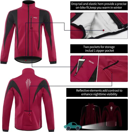 Miniatura 36 de Chaqueta térmica para ciclismo (tejido Softshell, resistente al viento, impermeable, 15K) de ARSUXEO
