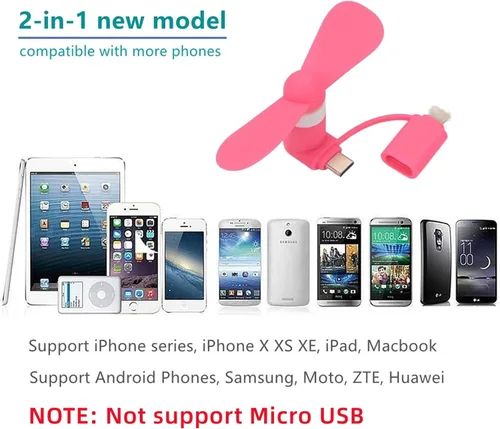 Miniatura 3 de Ventilador tipo USB C 2 en 1, para iPhone todas las series 7 8 X 11 12 13 14 15 16 17 XS XR Plus Mini Pro Max SE, para Samsung Galaxy S, Z Fold
