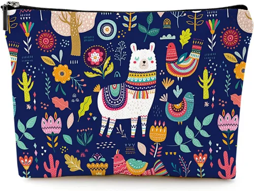 Miniatura 34 de Pequeña bolsa de maquillaje para monedero, bonita lona impermeable, bolsas de cosméticos para mujeres, con cremallera, bolsa de aseo de viaje