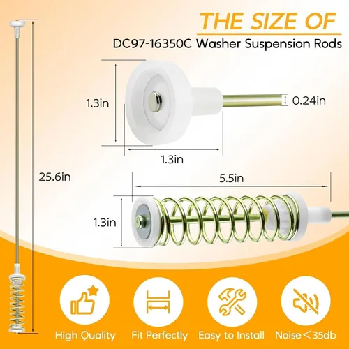 Miniatura 3 de WA50R5200AW WA50R5400AW WA50R5400AW WA50R5400AV WA45T3200AW WA400PJHDWR Varillas de suspensión de arandela, reemplazo DC97-16350C DC97-16350E