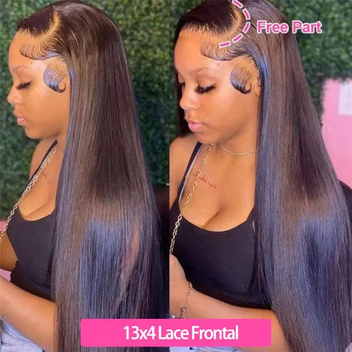 Miniatura 2 de Cierre frontal de encaje HD de 13x4, 10 pulgadas, cabello humano liso con encaje frontal, cabello virgen brasileño 100% sin procesar, de oreja a