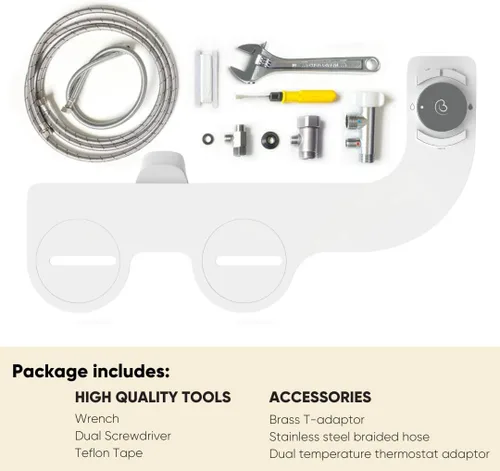 Miniatura 5 de Revolution Plus (agua caliente). Accesorio de bidé para inodoro. Diseño de lujo, pulverizador de bidé de baño para inodoro, no eléctrico, boquilla