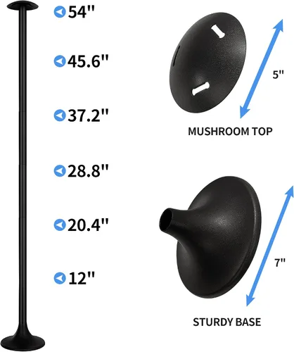Miniatura 3 de NEXCOVER Cubierta de barco y soporte ajustable Se extiende de 12 a 54 pulgadas Poste de 6 etapas Sistema reforzado de ABS Negro