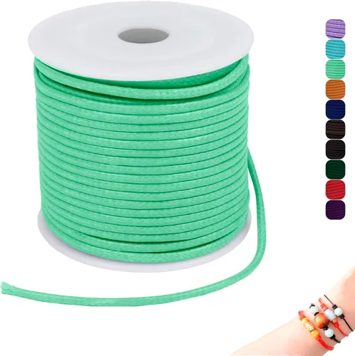 Miniatura 34 de CAMAL Cuerda de cera de 0.069 pulgadas para hacer pulseras, hilo encerado de 23 yardas para joyería y pulsera, cordón encerado para manualidades