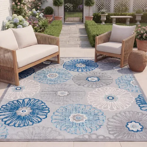 Miniatura 18 de SAFAVIEH Alfombra lavable para exteriores, redonda, 4 pies, color crema y rojo, no desprende pelusa y fácil de limpiar, ideal para patio, patio
