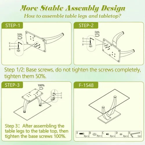 Miniatura 5 de Juego de mesa de comedor de vidrio de 63" para 4, juego de mesa de comedor moderno para 4, mesa de cocina y sillas de cuero PU, mesa de comedor