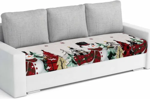 Miniatura 12 de Fundas de cojín elásticas para sofá de Navidad, diseño de muñeco de nieve, seccional/individual/en forma de L, protector de muebles con parte