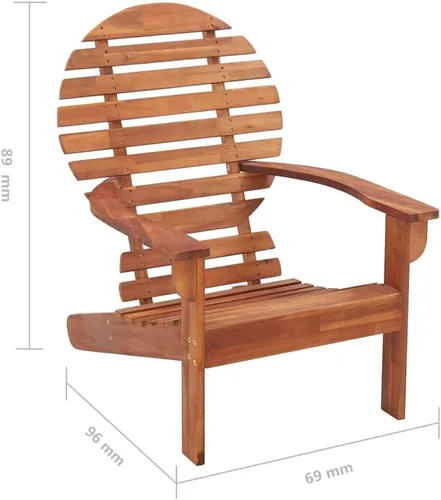 Miniatura 2 de Garden Chair Natural Wood Solid Acacia Standard, Sturdy Adirondack Lounge Seat for Patio, Deck, Porch, Outdoor Furniture Garden Chair
