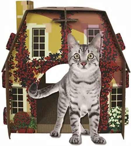 Miniatura 12 de American Cat Club Casa para gatos con rascador y hierba gatera incluidos - Casa de playa