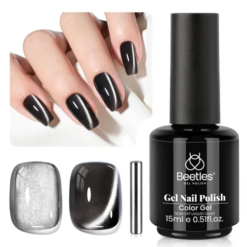 Miniatura 61 de Beetles - Esmalte de uñas de gel ultravioleta semipermanente sin HEMA de alto brillo para manicura francesa y arte de uñas, frasco a juego, blanco