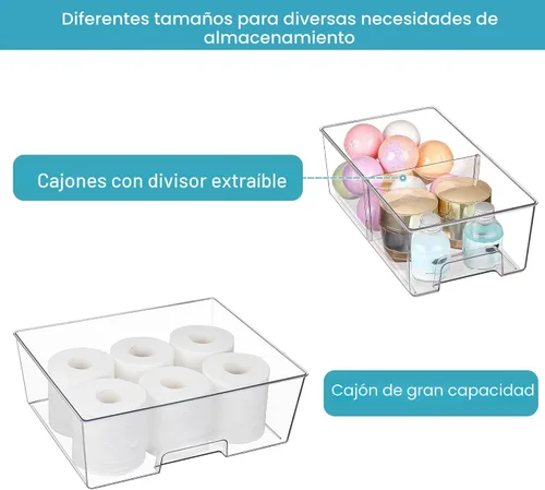 Miniatura 7 de Vtopmart - Paquete de 3 cajones de almacenamiento apilables, organizadores acrílicos fácilmente ensamblables para debajo del fregadero del baño