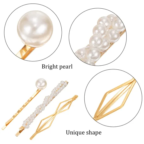 Miniatura 2 de Yaomiao Juego de 17 horquillas doradas geométricas para el cabello, pasadores de metal dorado, joyería decorativa, accesorios para mujeres, bodas