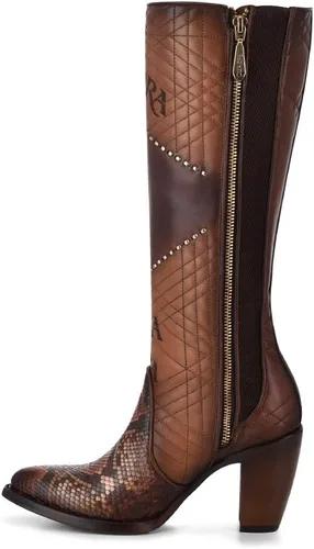Miniatura 4 de Cuadra Bota para mujer en piel auténtica Pitón y piel bovina, 3F66PH