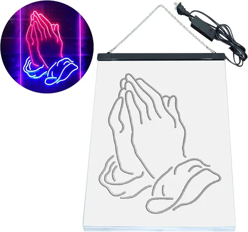 Miniatura 8 de ADVPRO Praying Hands Home Display Dual Color LED Neon Sign Blue & Red 8.5" x 12" st6s23-i3264-br