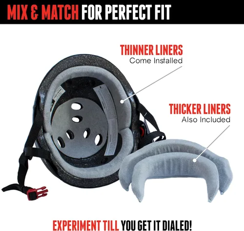 Miniatura 4 de Triple Eight Casco certificado Sweatsaver para patineta, BMX, Roller Derby, patinaje sobre ruedas, patinaje en línea, scooter y bicicleta Carbon