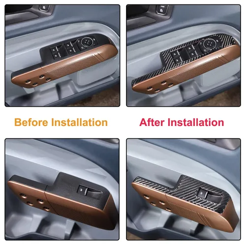 Miniatura 5 de Aunginsy Adhesivo para panel de botón de elevación de vidrio para puerta de automóvil, compatible con Ford Maverick 2022-2025, fibra de carbono