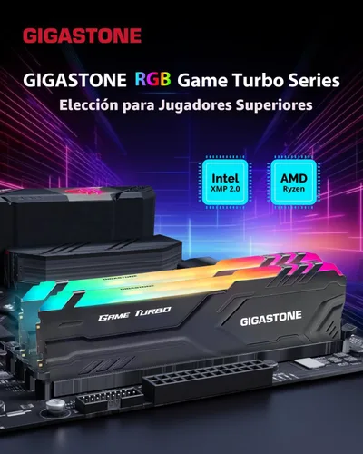Miniatura 2 de RAM DDR4 RGB: GIGASTONE Game TURBO 32GB Kit (2 x 16 GB) DDR4 3200 MHz PC4-25600 CL16-18-18-40 Intel XMP 2.0 AMD Ryzen 1.35V UDIMM 288 Pin Unbuffered