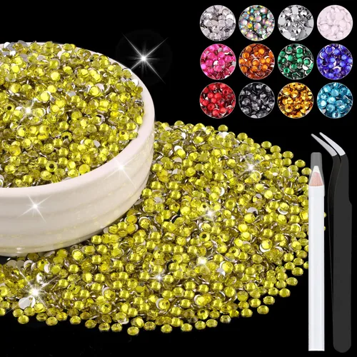 Miniatura 128 de 12000 diamantes de imitación de resina de 0.079 pulgadas a granel para manualidades (transparente), cristales deslumbrantes con parte trasera plana