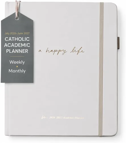 Agenda académica católica 2026-2027 para mujer, agenda litúrgica con mensajes de oración, días festivos y diario de gratitud, 8 x 10 pulgadas,