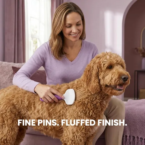 Miniatura 9 de Poodle Pet Slicker Brush – Para perros, gatos, conejos – Piel mate/suelta, nudos – Adecuado para garabatos/Goldendoodle aseo y trituración de pelo