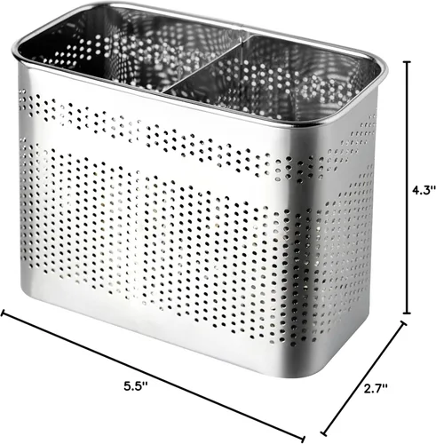 Miniatura 9 de Soporte para utensilios de cocina de acero inoxidable (cuadrado mediano) para palillos para lavavajillas