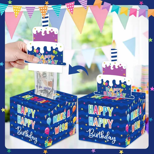 Miniatura 5 de Caja de Dinero de Cumpleaños para Tirar Regalo en Efectivo, Cajas de Regalo Sorpresa para Dinero, Caja Portadinero con Tarjeta de Feliz Cumpleaños