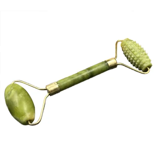 oAtm0eBcl Jade Roller Therapy/Gua Sha herramienta de raspado, doble cabeza falsa de jade rodillo cuello rodillo facial belleza masaje adelgazante