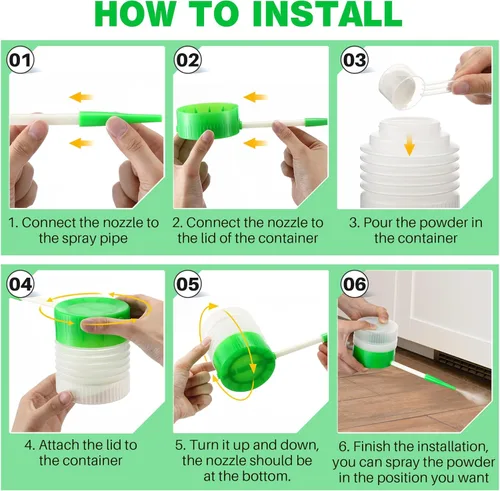 Miniatura 6 de Qualirey 1 paquete de polvo de tierra de diatomeas con boquilla de extensión de 6 pulgadas, polvo de tierra de diatomeas para control de plagas