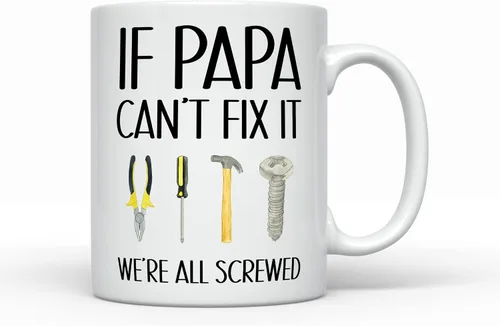 Taza de café de cerámica moderna blanca de 11 onzas, regalo divertido del día del padre, regalo para el mejor papá