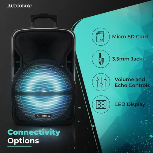 Miniatura 3 de ABX-12S - Altavoz portátil Bluetooth PA de 12 pulgadas con soporte y micrófono, USB, TF, FM, AUX, conector de micrófono de 1/4 pulgadas, batería