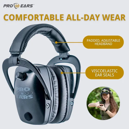 Miniatura 6 de Pro Ears Pro Tac Slim Orejeras doradas, protección auditiva electrónica de grado militar y amplificación, tecnología DLSC, fabricadas en Estados