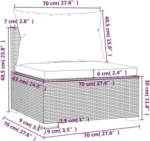 Miniatura 8 de Ensemble de Salon de Jardin 5 Pièces Brun Cannelle Rouge, Meuble d'Extérieur Modulable Pour Terrasse Balcon, Résistant aux UV et à l'Eau avec Grey