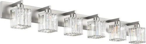 Miniatura 34 de Aipsun Accesorios de Luz Negros para Tocador de Baño Lámpara de Tocador Moderna de Cristal para Baño 4 Luces (Excluye Bombilla)