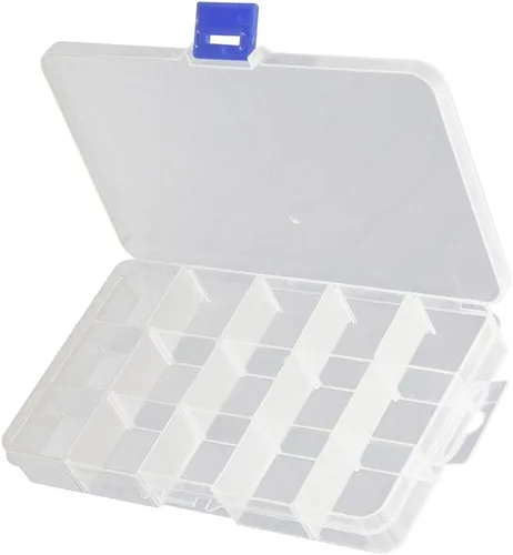 Miniatura 10 de Heyiarbeit Caja de almacenamiento de componentes, 10 rejillas de plástico fijas para componentes electrónicos, cajas de herramientas, color blanco