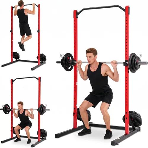 Miniatura 8 de OPPSDECOR Squat Rack, Multi-Function Power Cage Rack with Adjustable Weight Bench, Squat Rack with Pull-up Bar, J-Hooks, More Training Attachment