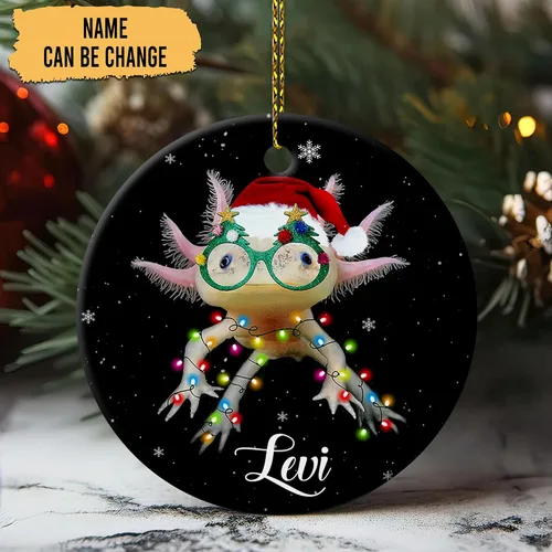 Miniatura 2 de HYTURTLE Adorno de Navidad personalizado de ajolote 2023 – Nombre personalizado para niños/niñas, bonitos adornos de Navidad para niños, adornos