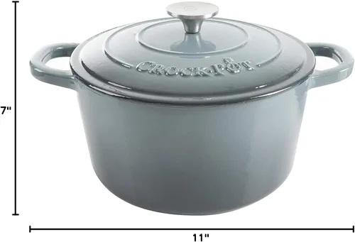 Miniatura 8 de Crock Pot olla para horno holandés de hierro fundido artesanal de 7 cuartos de galón, Gris (slate gray)