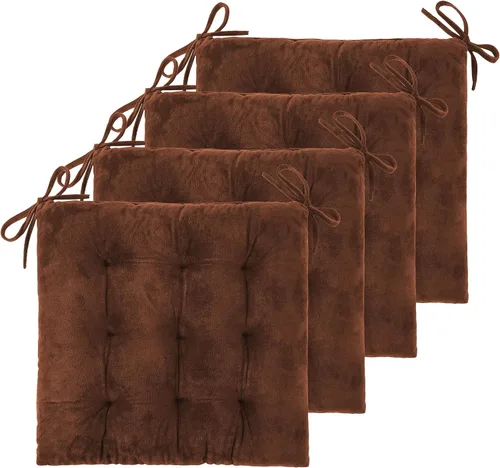 Miniatura 9 de Paquete de 4 cojines para sillas de comedor, oficina, cocina, 19 x 19 pulgadas, cojines para sillas y cojines cómodos con lazos (terciopelo negro)