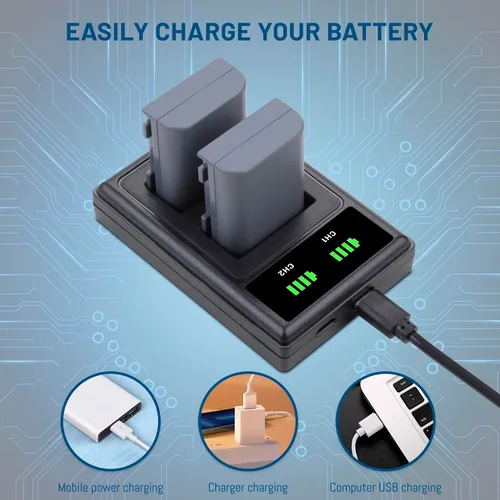 Miniatura 6 de Paquete de 2 baterías NB-2L NB-2LH con pantalla LCD inteligente cargador dual para Canon PowerShot G7 G9 S80 S70 S60 S50 S45 S40 S30, para Canon