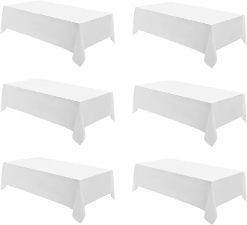 Miniatura 31 de Manteles rectangulares de 60 x 120 pulgadas, paquete de 2 manteles negros para 6 pies, lavables, decorativos, de lino y poliéster, para mesa
