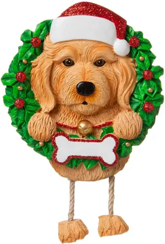 Miniatura 4 de Adorno personalizado para árbol de Navidad de mascota con hueso de perro de Papá Noel con purpurina roja 2025 - Personalización gratuita
