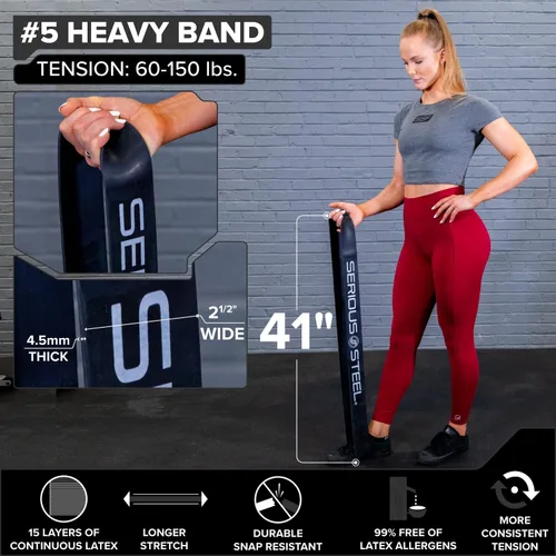 Miniatura 6 de SERIOUS STEEL FITNESS Banda asistida de 41 pulgadas, resistencia y estiramiento, bucle de asistencia de levantamiento de potencia y pull-up