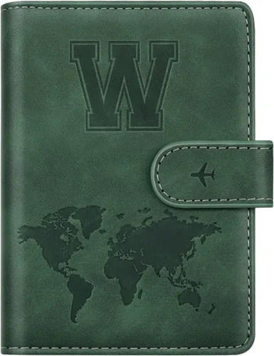 Miniatura 36 de Funda para Pasaporte Personalizada con Letra de la A a la Z, Billetera de Viaje con Bloqueo RFID, Funda para Pasaporte, Estuche para Pasaporte