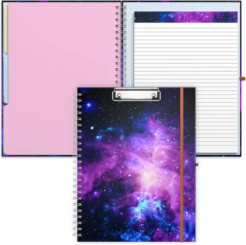 Miniatura 9 de Rimilak Spiral Clipboard Folio with Refillable Lined Notepad, 14.5 x 9.8 In, Hardcover Cover with 5 Interior Pockets, Elastic Band and Pen Loop