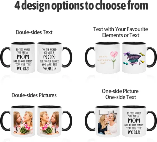 Miniatura 2 de Taza de café personalizada con foto de 11 oz en ambos lados, taza personalizada con tu imagen, logotipo, texto, regalos personalizados para mamá