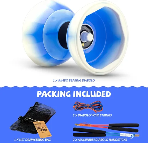 Miniatura 7 de CHEE MONG MD01 Yoyo chino para niños y adultos, diábolo profesional de triple rodamiento, juguete Diábolo Yoyo de 5 pulgadas con 2 varillas