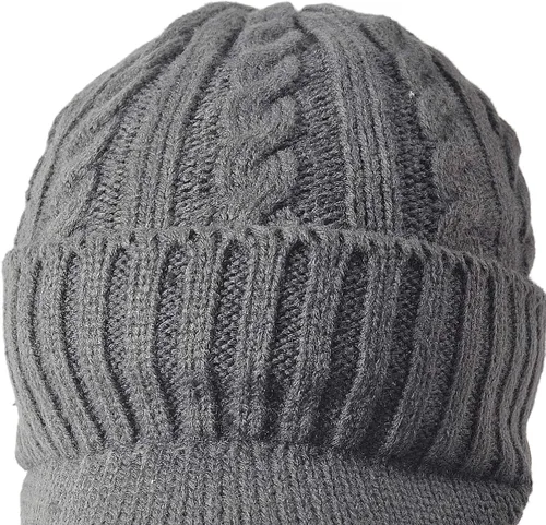 Miniatura 4 de FORBUSITE Gorro de punto para hombre con visera para invierno y mujer gorro grueso con ala