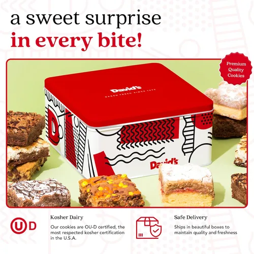 Miniatura 3 de David's Cookies Surtido de Brownies & Crumb Cake Tin – Delicioso y fresco al horno Brownie Snacks – Gourmet Chocolate Fudge Brownies & Crumbcake