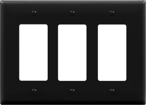 Miniatura 17 de ENERLITES Placa de pared decorativa para interruptor de luz o tomacorriente, acabado brillante, tamaño 3-Gang 4.50" x 6.38", policarbonato Negro